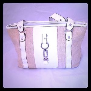 Etienne Aigner leather and canvas dble strap purse